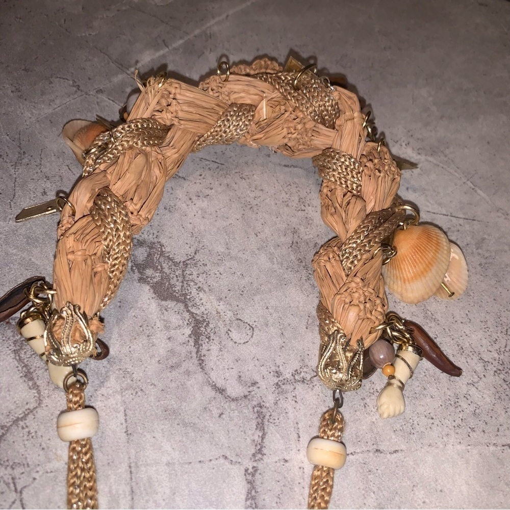 Vintage Unique Woven Vintage Handmade Choker Charm Necklace Maximalism Art Rare - Picture 12 of 12